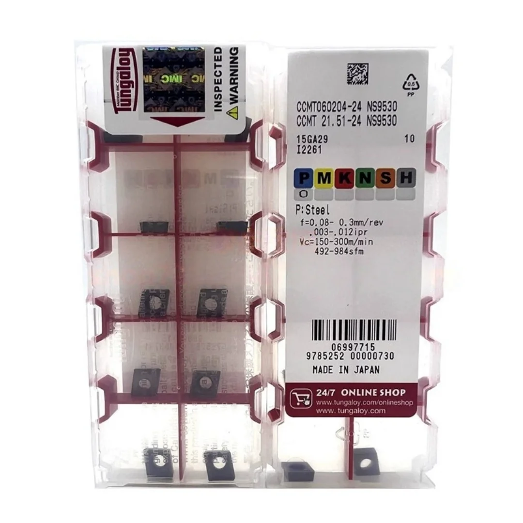 

Tungaloy CCMT 060202 -24 NS9530 /CCMT 060204 -24 NS9530 /CCMT 060208 -24 NS9530 Твердосплавные вставки для токарного инструмента с ЧПУ, 10 шт.