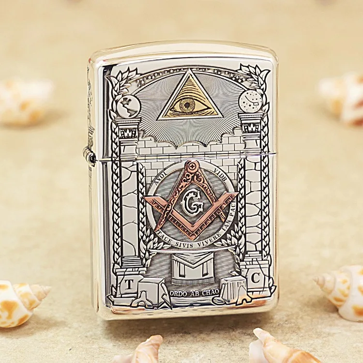 

Genuine Zippo The Eye of Horus Sterling Silver oil lighter copper windproof cigarette Kerosene lighters anti-counterfeiting code