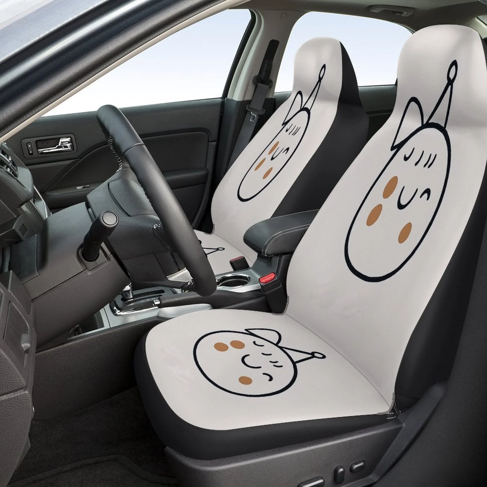 Cartoon Characters Themed Car Seat Cover Set For Most Cars, Decorative Trendy High-quality Car Seat Protector Covers Full Set,