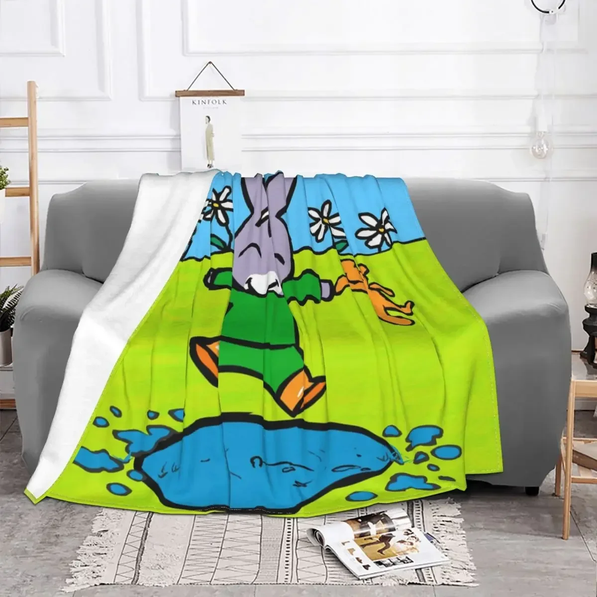 Happy Trotro Fleece Blanket Cute Cartoon Novelty Throw Blankets for Home 200x150cm