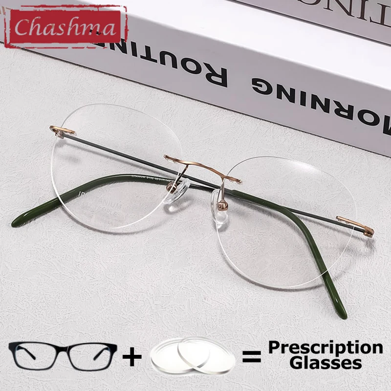 

Women Titanium Eyeglasses Top Quality Rimless Ready Prescription Glasses Frame Lightweight Men Spectacles Eyewear Temple 145mm