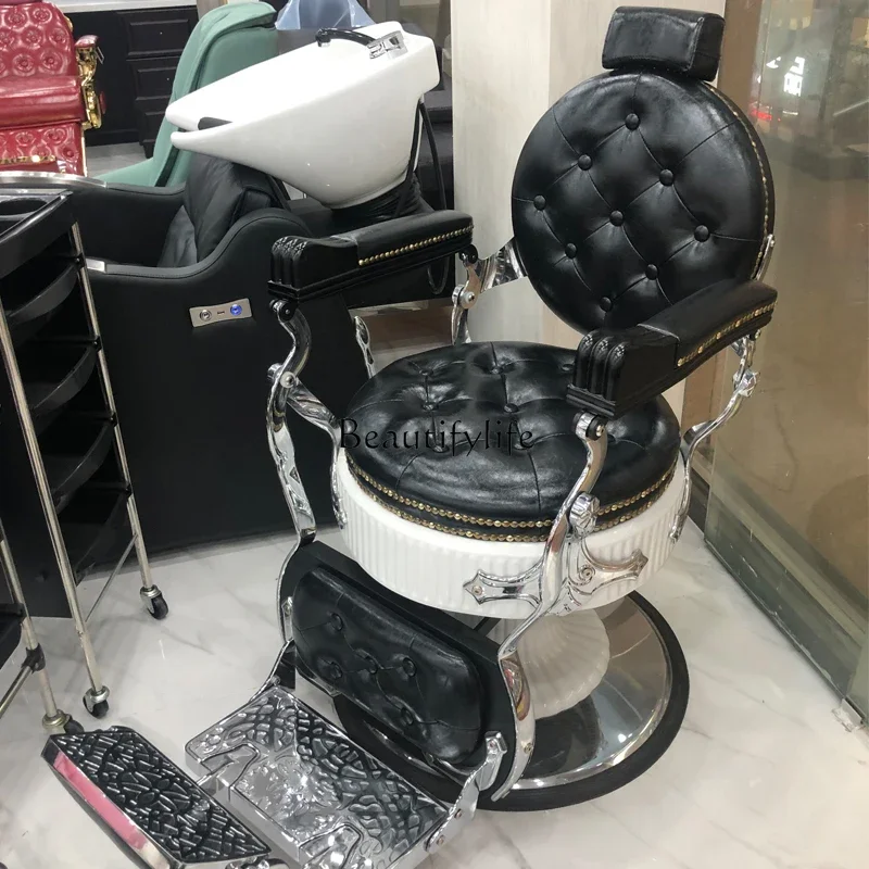 Kursi minyak kepala tukang cukur pria Retro, untuk Salon rambut, toko pangkas rambut, kursi besar