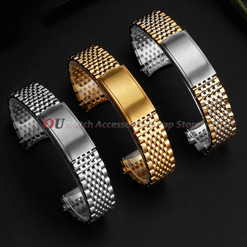 18mm 19mm 20mm  Curved End Stainless Steel Watch Strap for Omega Seamaster Speedmaster Metal Strap Business Replacement Bracelet