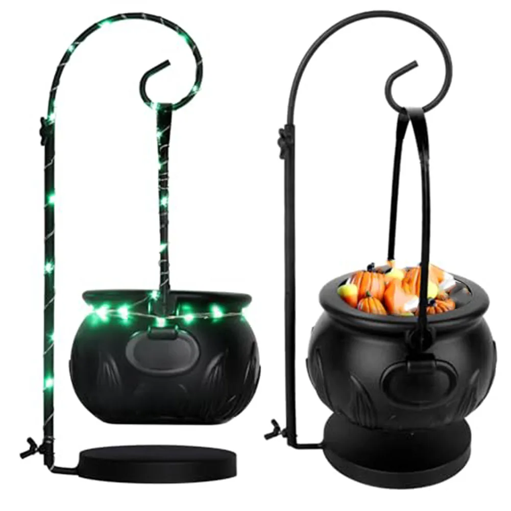 

Halloween Witch Cauldron With Stand Black Plastic Candy Bucket For Spooky Parties Home Kitchen Halloween Decoration Party Props
