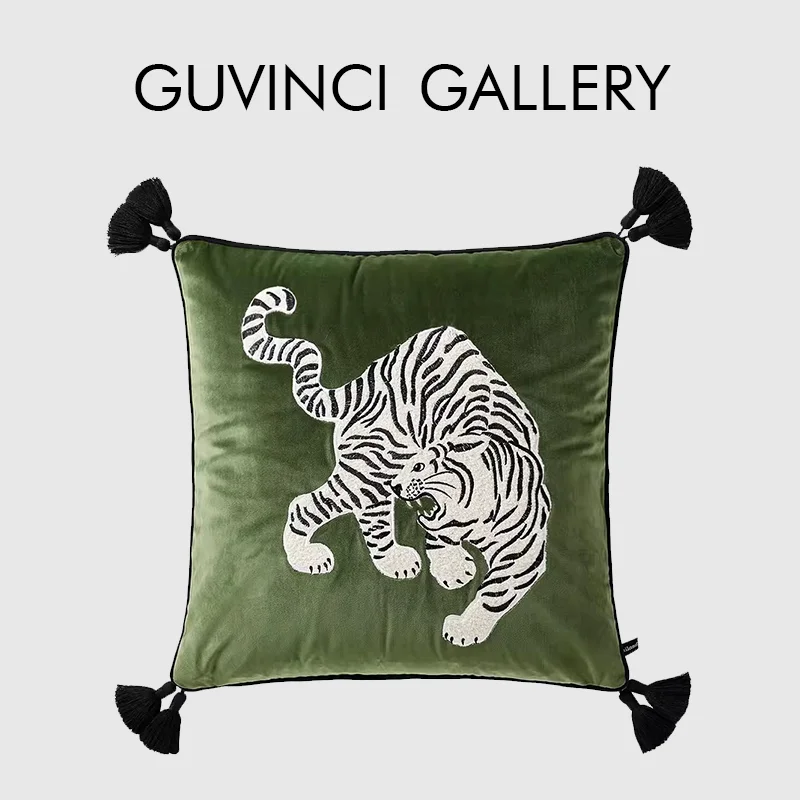 

GUVINCI Metropolitan современный дизайн наволочка Walking Tiger изысканная вышитая наволочка для дивана, дивана, двухместного кресла