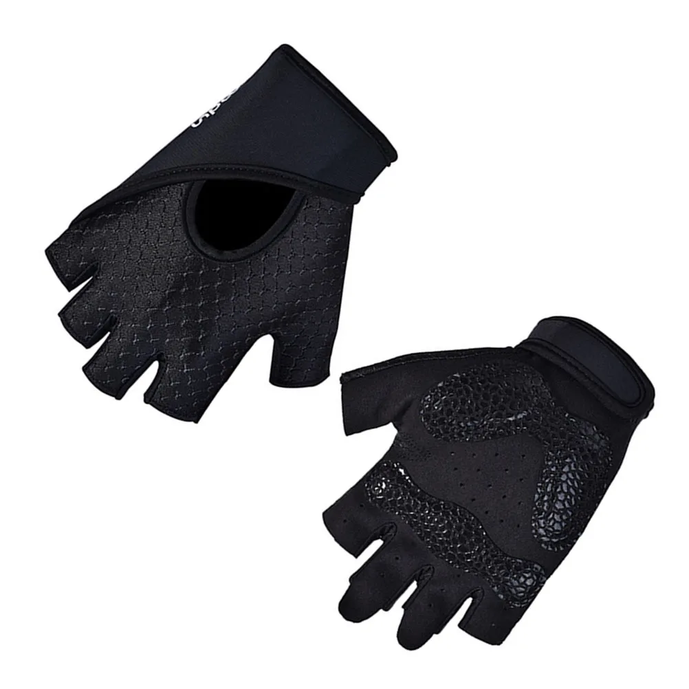 1 زوج قفازات اللياقة البدنية أسود L حجم عدم الانزلاق نصف اصبع تجريب اليوغا التدريب قفازات تنفس امتصاص العرق قبضة ل #3