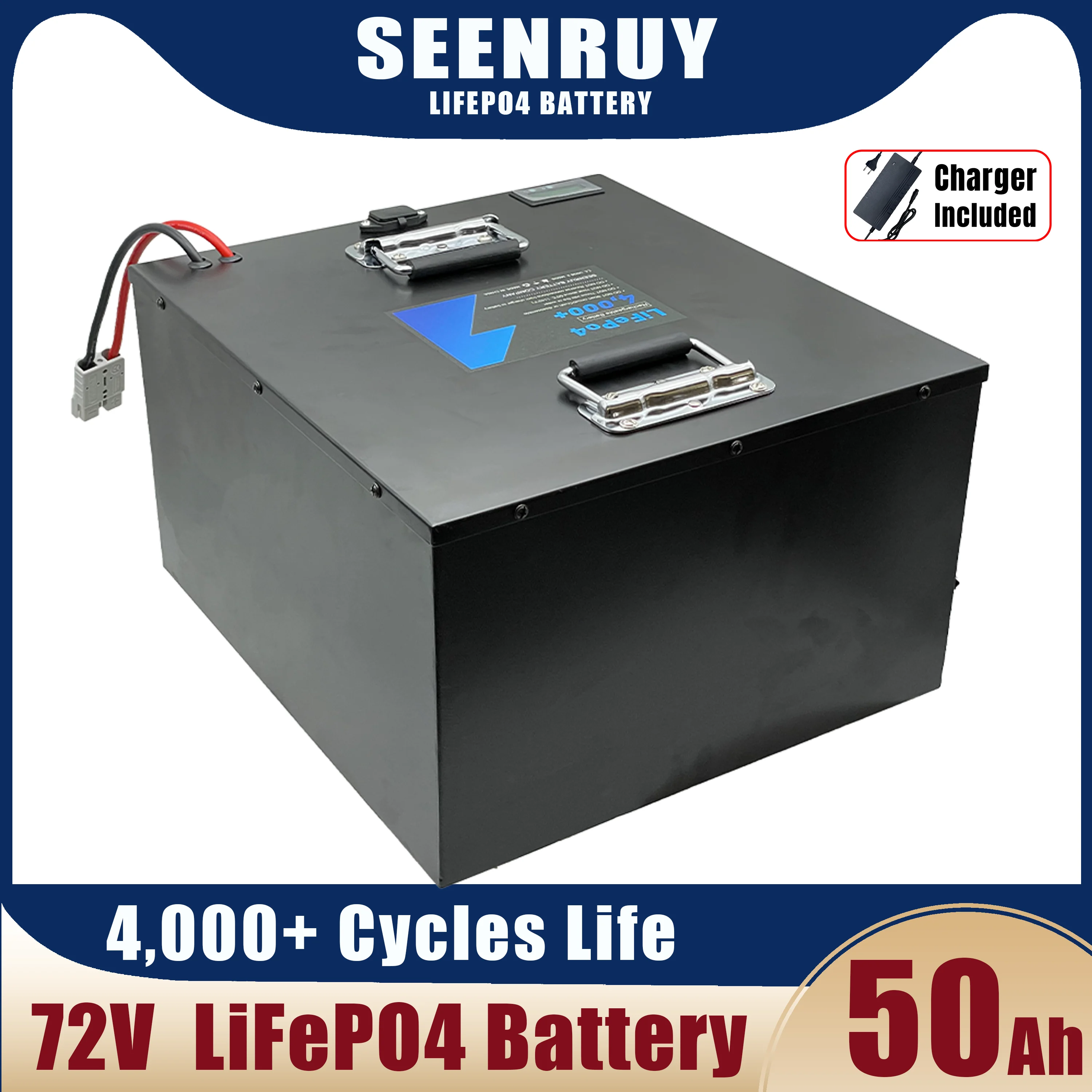 72V 50Ah LiFePO4 Battery Pack Optional Bluetooth BMS for 4000w 5kw  Motorcycle Forklift Truck with 5A Charger