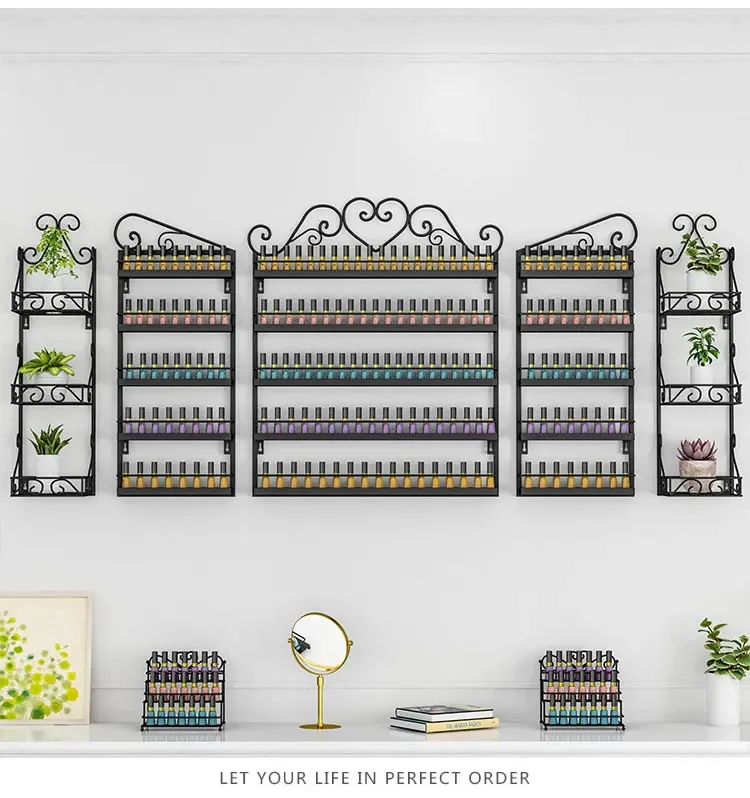 Iron Art Manicure Shelf Manicure Rack Display Rack Net Nail Polish Oil Shelf  Hanging Wall Nail Polish Rack Wall Display