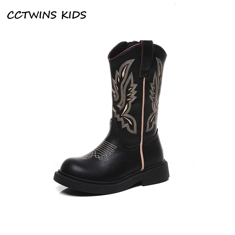 Girls Boots Autumn Winter Toddler Kids Fashion Brand Middle Calf Cowboys Chelsea Boot Children Shoes Embroidery Genuine Leather