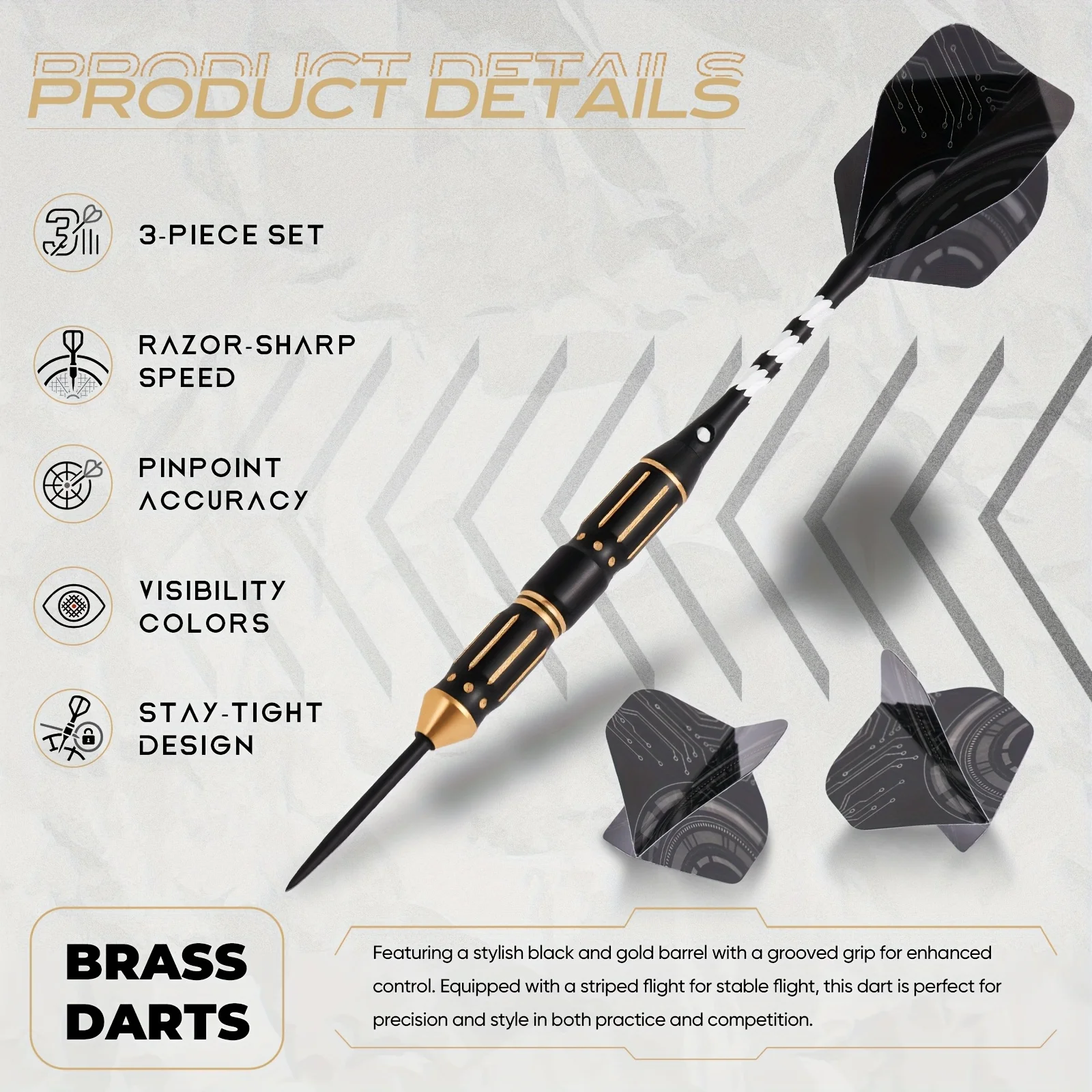 Professional Three-Piece Brass Dart Set with Accessories, Suitable for Adult Beginners, Perfect Christmas and Easter Gift, for Home Bar Games and Sports