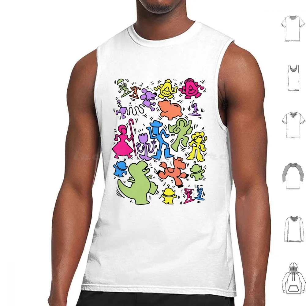 Toy Art Tank Tops Vest Sleeveless Cartoon Cartoons Giocattoli Kid Movie Animation Street Pop Popart Dinosaur Trex Cowboy