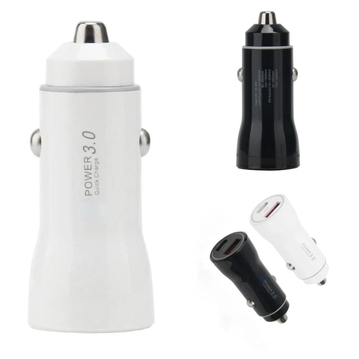 100pcs USB C Car Phone Charger 2 Port PD+QC 3.0 36W Fast Charging Adapter Car-Charger for iPhone Samsung Xiaomi Smartphone