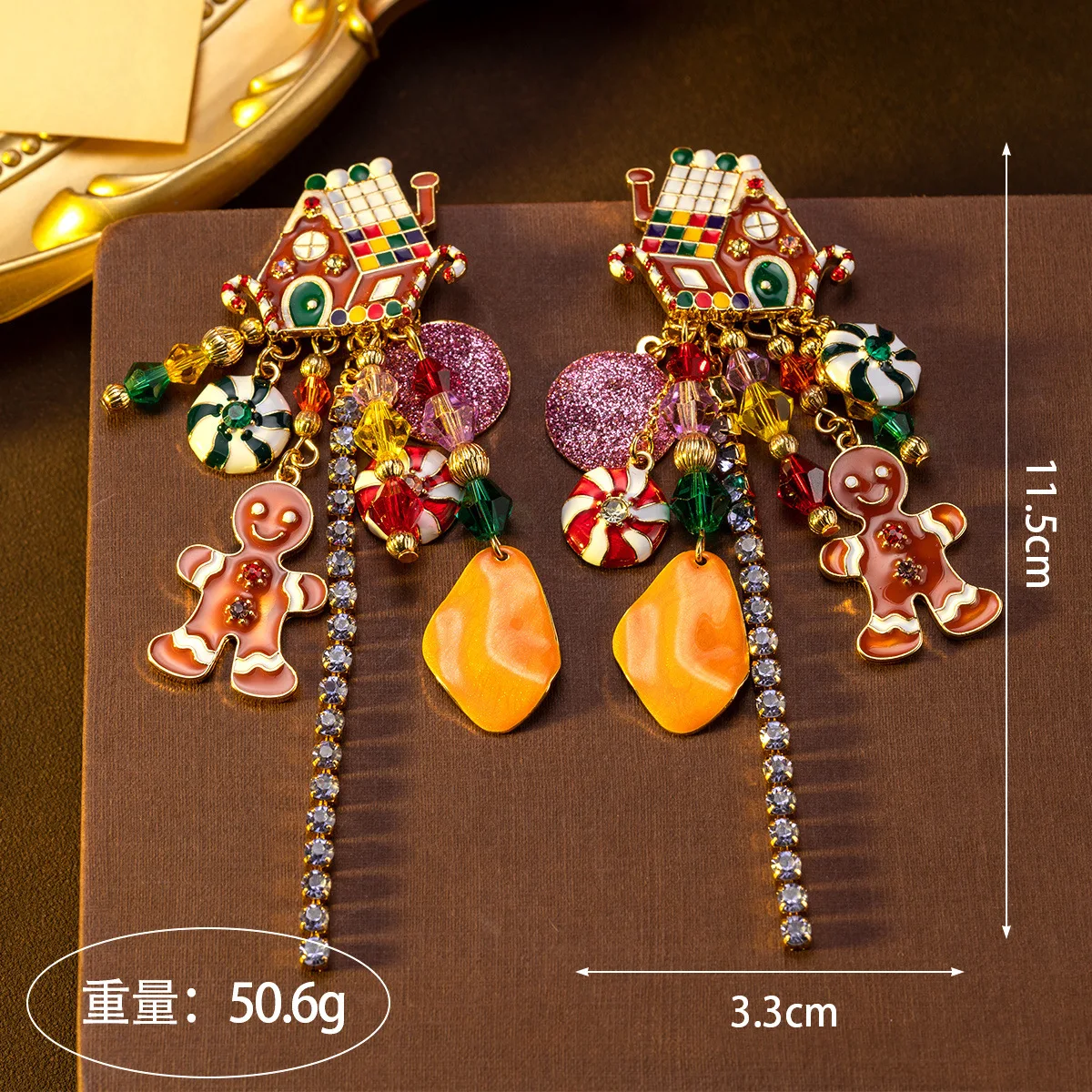 Vintage Fantasy Candy House Earrings Gingerbread Man Christmas Pendant Enamel Glaze Jewelry Accessory Birthday Gifts for Women
