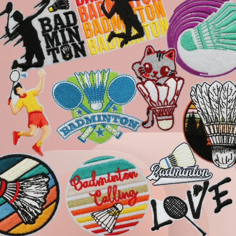 

DIY Decorative Badminton Theme Embroidery Cloth Sticker Label Cat Badminton Sewing Patch Sticker Ironing Bag/hat/cloth