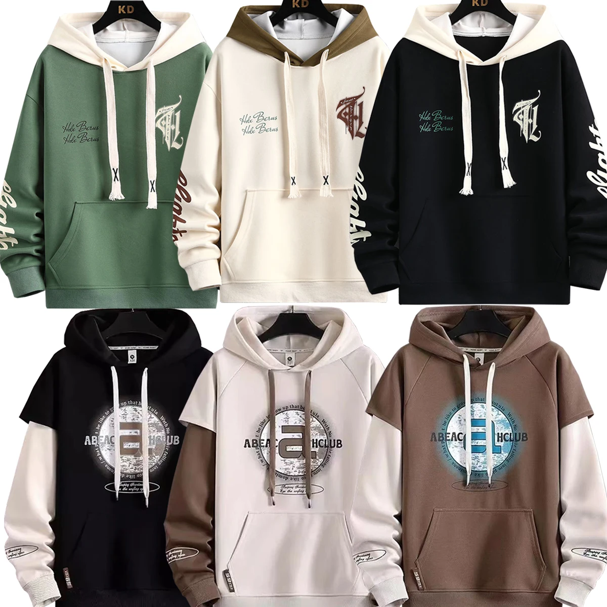 

Men's Hoodie With Printed Thick Wool Hoodie Suitable Autumn Winter Couples Student Wear Japanese Retro Y2K