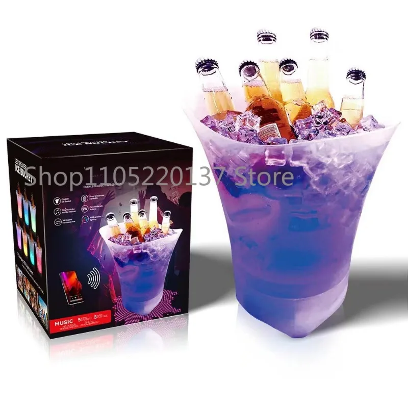 Bluetooth Light-emitting Ice Bucket LED Light Portable Small Audio Beer Bucket Camping Ice Buckets Bar Barware Atmosphere Props