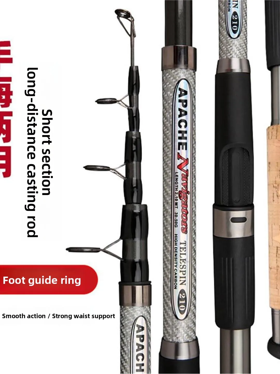 طقم صنارة صيد خفيفة الوزن من الكربون مع مقبض خشبي، صنارة صيد طويلة المدى للشاطئ والمحيط، صنارة صيد صلبة للرمي، موديل جديد