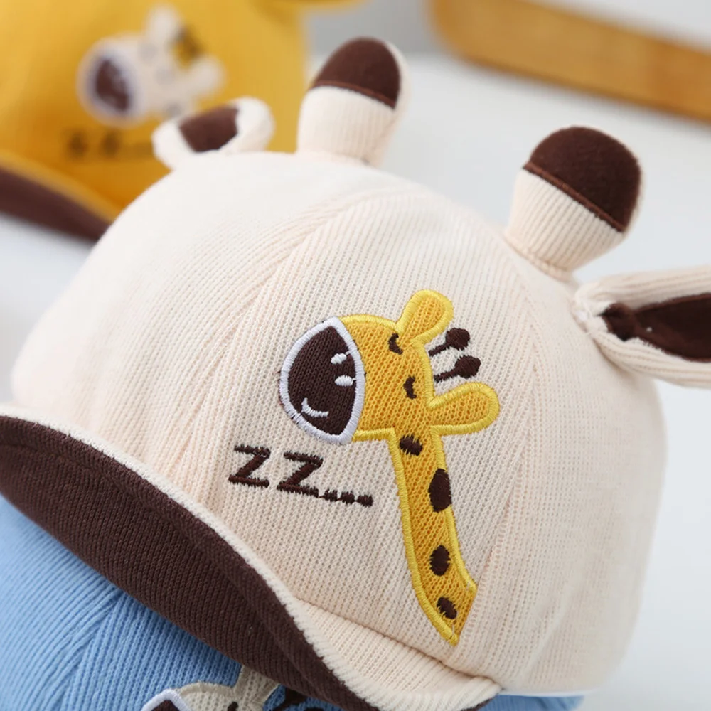 Soft Baby Hat Korean Cartoon Autumn Caps Giraffe Infant Cute Duckbill Baseball Caps For Kids 5-24 Month