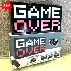 LED GAME OVER Sign Voice Control Game Icon Night light Colorful Light Acrylic Atmosphere Neon Bar Lamp Club Decorative Ornament