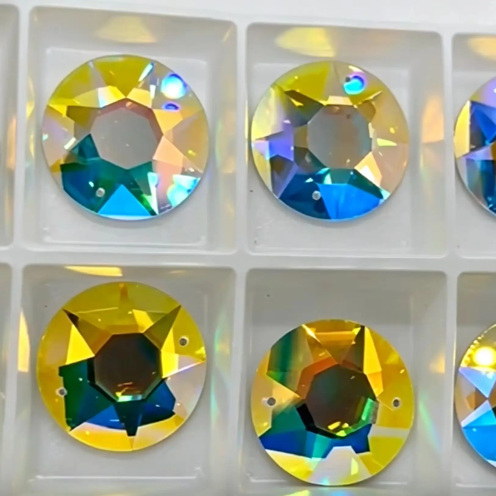25mm Xirius Rhinestones Set  8 Big 8 Small Mirror Sew-On Flat Back AB Strass Crystals for DIY 3D Garment And Jewelry Sewin