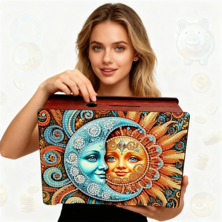 

DIY Rhinestones Desktop Ornaments DIY Money Storage Box Diamond Art Decors Diamond Painting Change Holder Case Decors