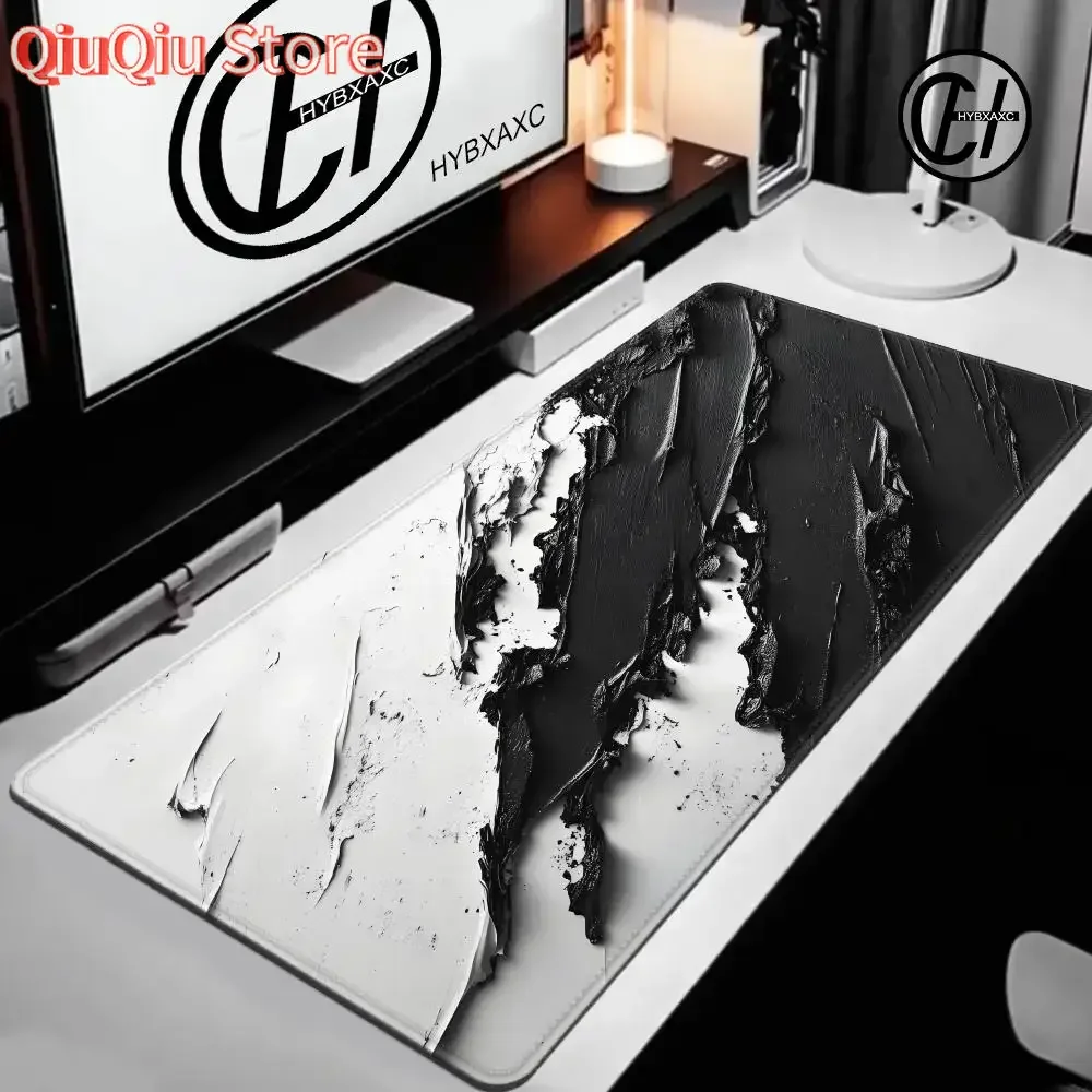 

Черно-белые чернила, масляная краска, коврик для мыши 120x60, настольный коврик для клавиатуры, игровой противоскользящий настольный коврик, компьютерные аксессуары, длинный коврик для мыши