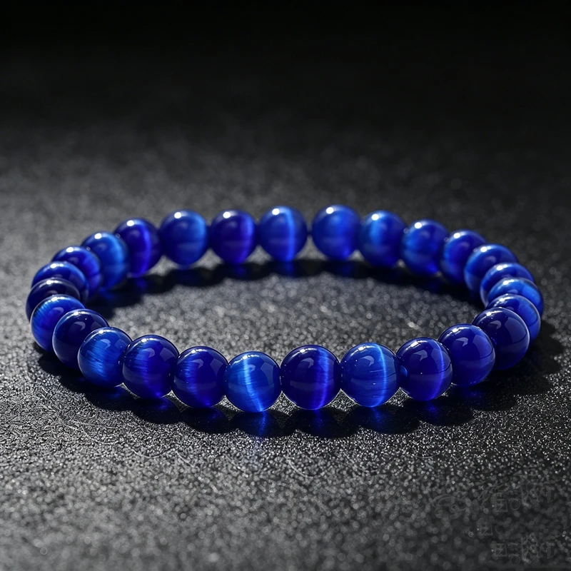 Fashion Natural Stone Blue Cat Eye Stone Beads Bracelet Bangle For Women Elastic Rope Bracelet Girls Yoga Jewelry Gifts Pulseira