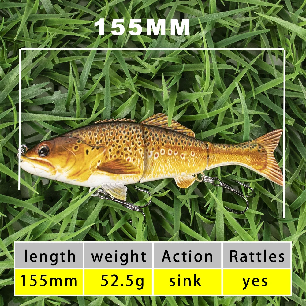 Chan's Huang 2PCS Multi Jointed Swimbait 155MM 52.5G Sinking Artificial Hard Body Predator Bait Wobbler Segments Fishing Lures