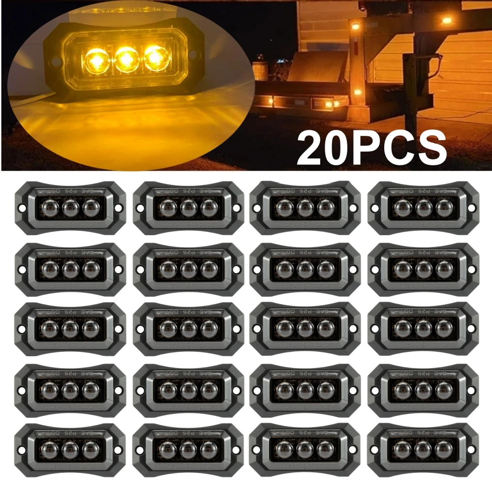 

20 шт. освещение грузовика светодиодный боковой габаритный фонарь для прицепа 3 светодиодные габаритные огни в сборе светодиодный фонарь для грузовика 24 В 12 В