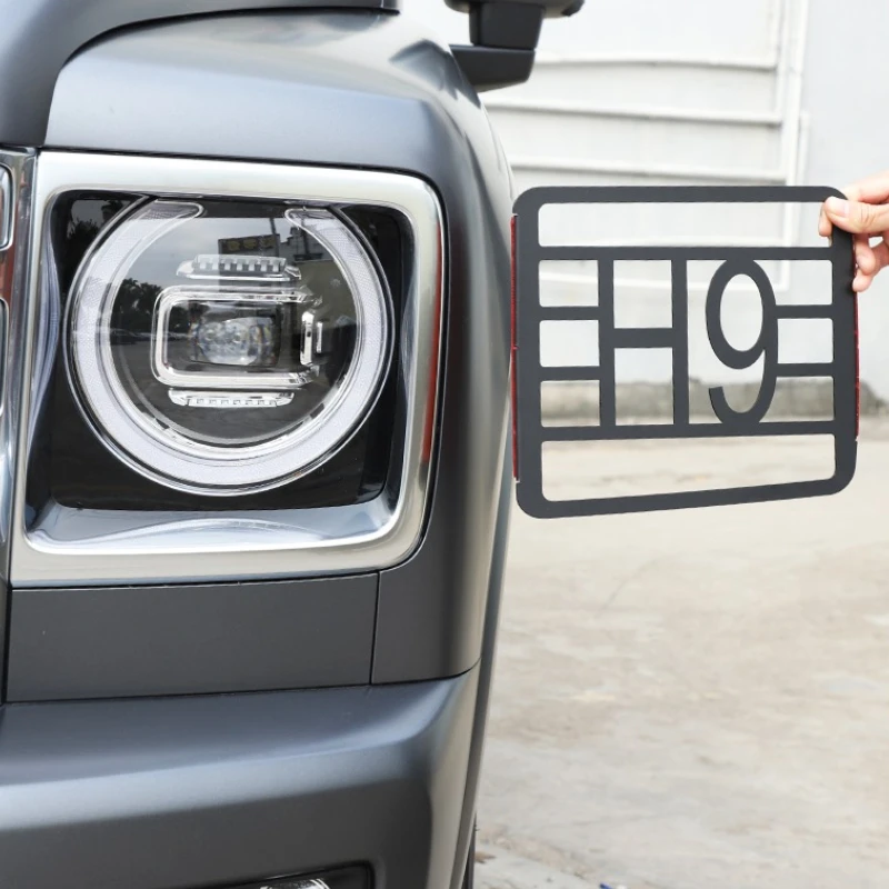 

metyoucar For Haval H9 2024-2025 Stainless Steel Black Car Headlight Lampshade Trim Cover Car Accessories