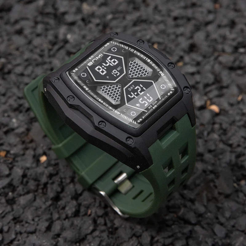 Simple Fashion Men's Multifunctional Electronic Watches Timing Function Alarm Clock Silicone Strap Military Sports Watch