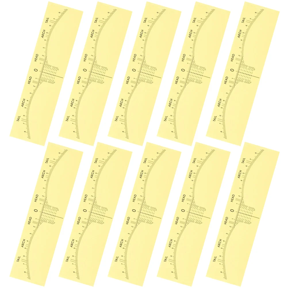 10 قطعة أداة قص الحواجب التشذيب الوشم حاكم ملصقات صفراء ماركر خط أدوات لقياس بولي كلوريد الفينيل ختم عدة النساء