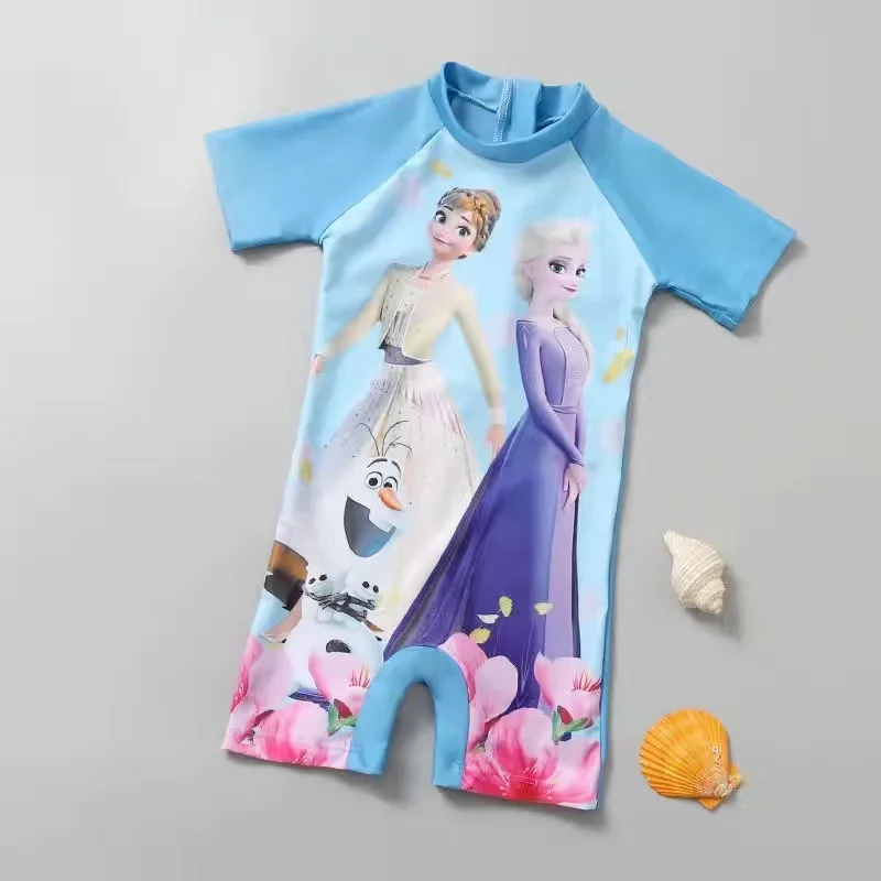 Children One Piece Swimsuit Girls Bathing Suit Cartoon Princess Frozen Elsa Minnie Mouse Pattern Swimwear Bikini Beach Swimwear