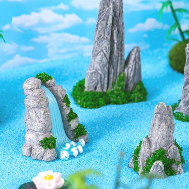 Creative Mini Mountain Rocks Resin Crafts Mountain View Fish Tank Decoration Mushroom Pool Aquarium Landscape Ornament