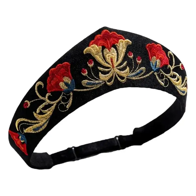 

39BB European Inspire Embroidered Headwear for Women Hair Accessory Stretchy Fabric Hairband for Horse Racing