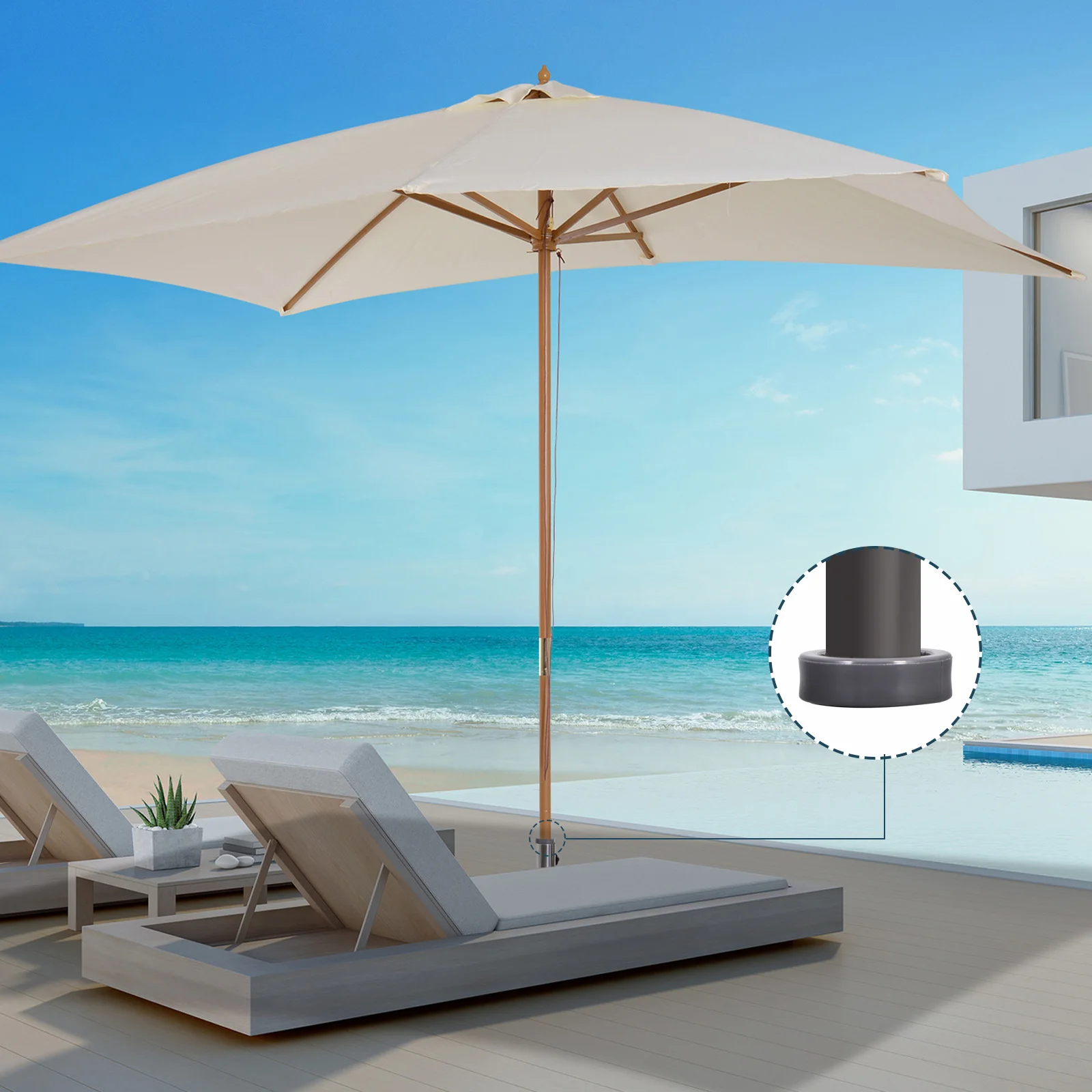 

Swimming Pool Umbrella Stabilizer Heavy Duty Base Patio Pole Extension Pp Sleeve Fillable table hole ring floating pool