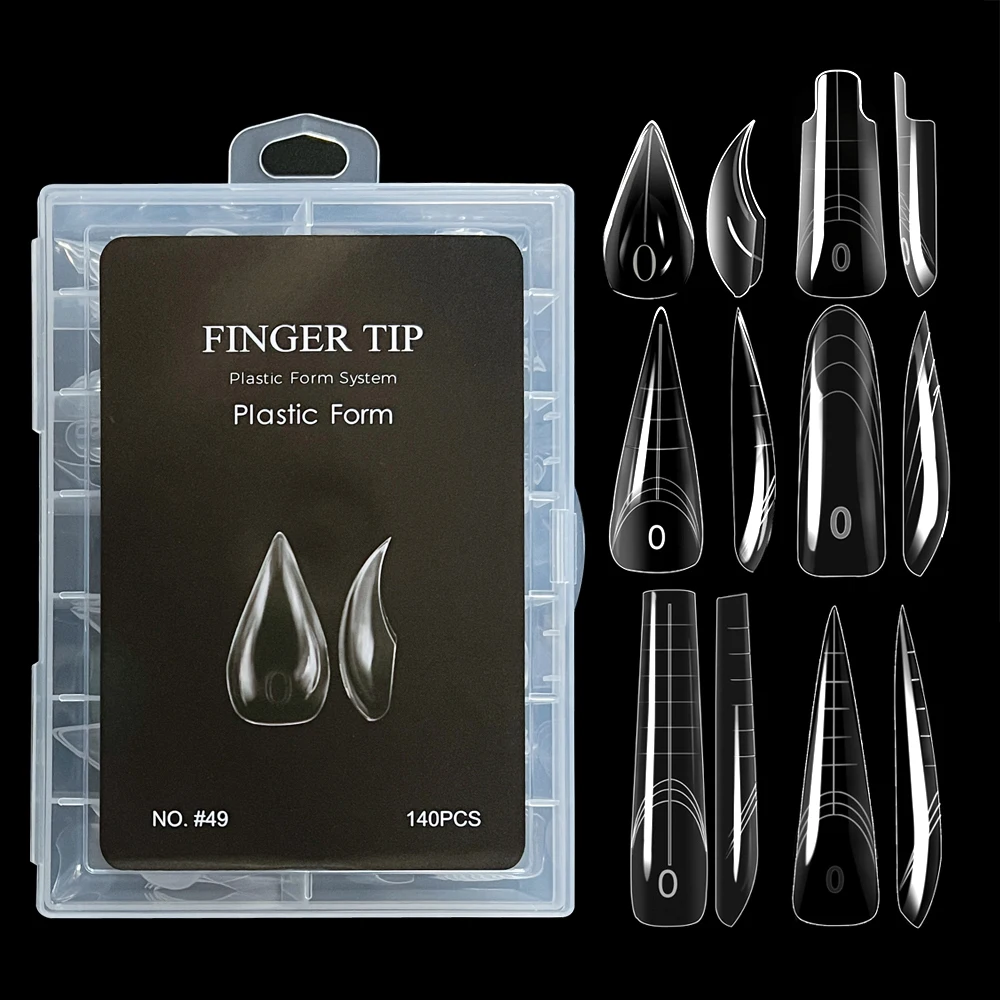 

New 70/140Pcs Cat Claw Nail Dual Form Poly Extension Gel Molds Reusable Acrylic Nail Forms 9 Types False Tips with Scale Line