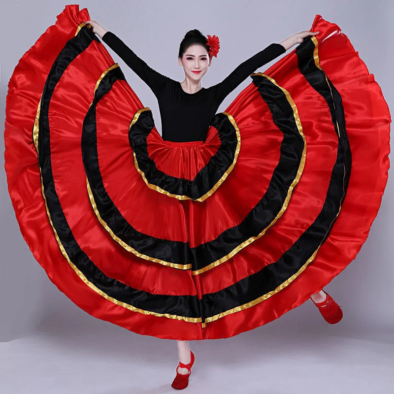 Traje de dança espanhola para mulheres, dança cigana clássica, vestido flamenco, saias swing, tourada e performance na barriga