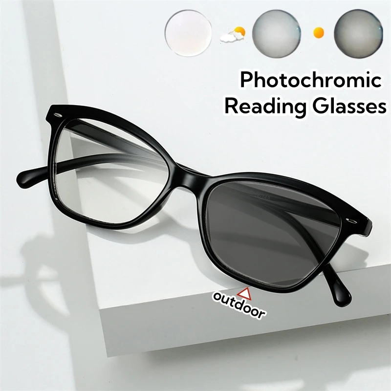 

Comfortable High-definition Photochromic Reading Eyewear Blue Light Blocking Eye Protection Glasses Fashionable Cat Eyes Glasses