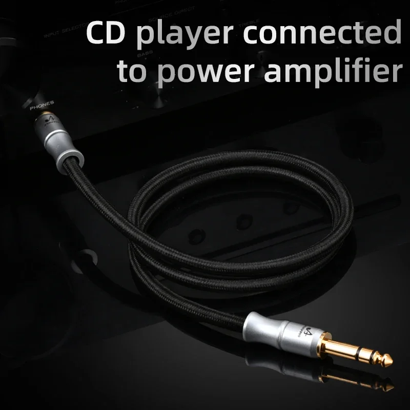 HiFi 6.5mm TRS AUX Cable 6N OFC Spiral Nerve Independent Shielding Stereo 6.5 TRS  Male to Male for Amplifier Mixer