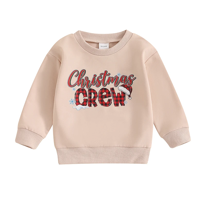 

Little Boys Girls Christmas Sweatshirt Letter Print Long Sleeve Round Neck Casual Cute Pullover Tops