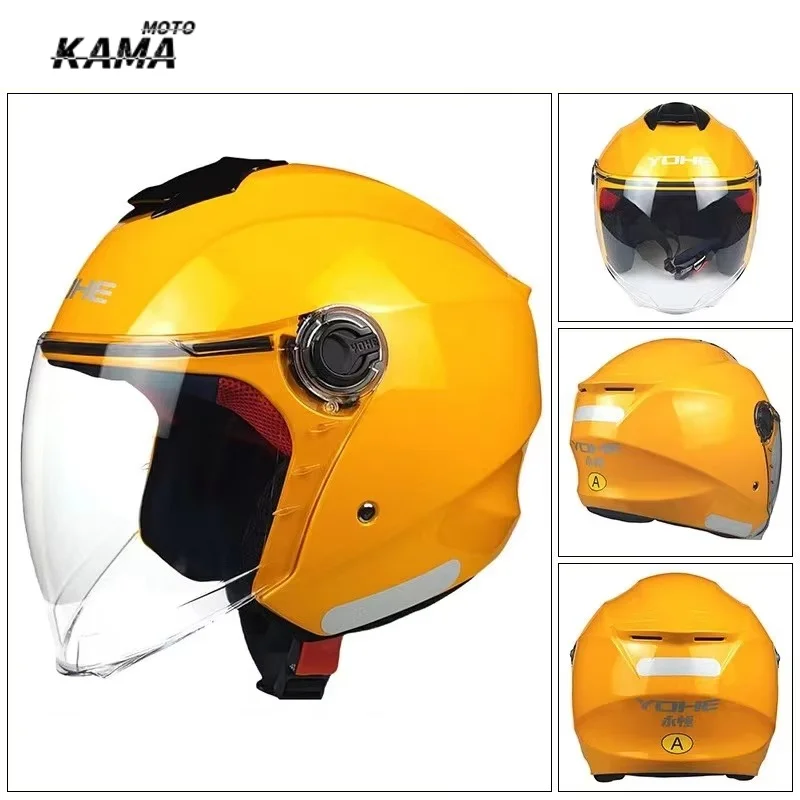 Halbhelm mit Doppellinse, Motorrad- und E-Bike-Helm, winddicht, warm, Ganzjahres-Sicherheitshelm für Männer und Frauen, Casco Moto Scooter
