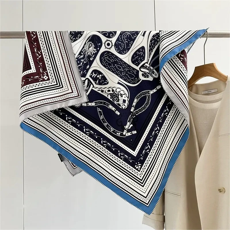 Damen-Schal, neues Design, 100 % reine Seide, quadratischer Schal, modische Wickelschals für die ganze Saison