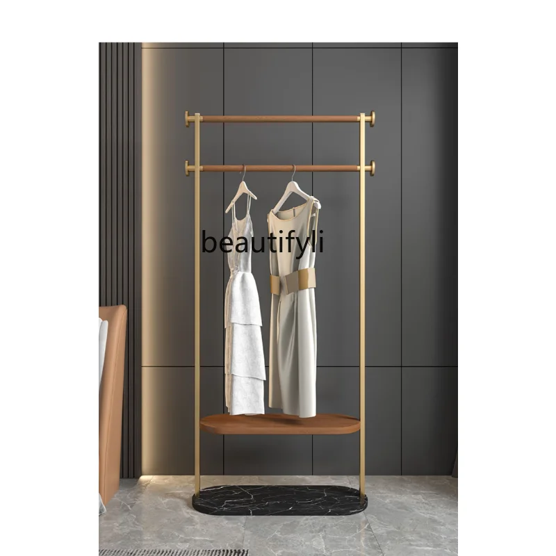 

Multifunctional Light Luxury Floor Coat Rack Modern Bedroom Solid Wood Hanger Bedside Clothes Fantastic Product furniture