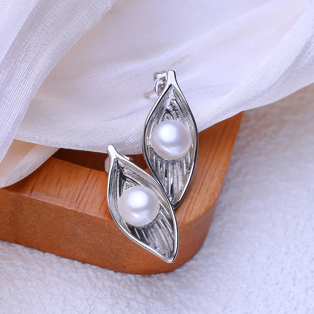 FENASY natural freshwater pearl stud earrings for women gift box 925 sterling silver earrings wedding engagement jewelry