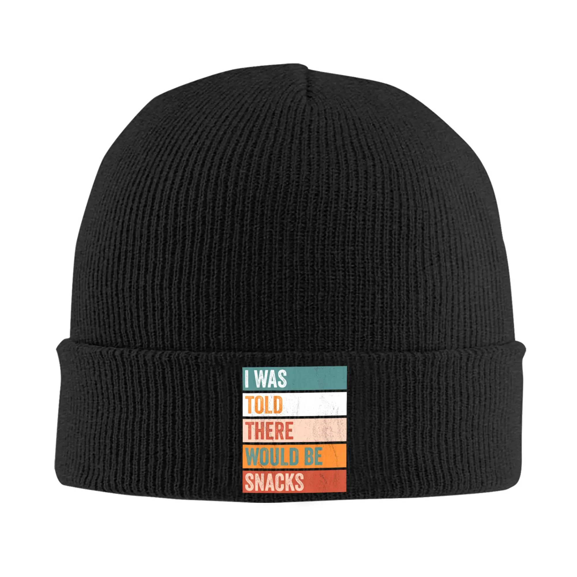 I Was Told There Would Be Snacks Beanie Hats  Bonnet Hats Unisex Adult Retro Gym Knitted Hat Autumn Printed Warm Caps