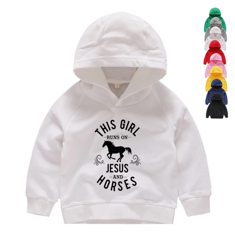 Kids Horse Customization Hoodies Child Pink Pullover Boys Long Sleeve Sweatshirts Girl Hoodies Toddler Clothing Boy Girl Clothes