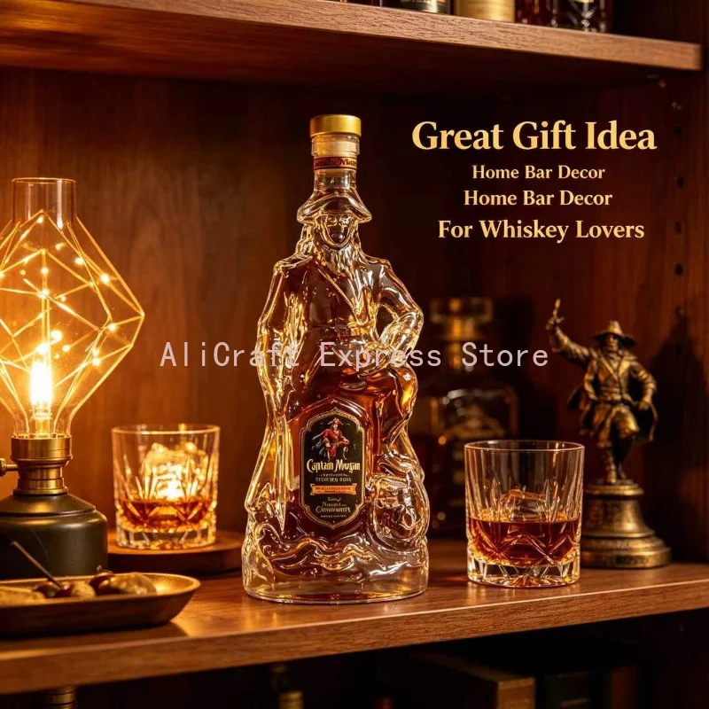 350ml Human-Shaped Pirate Glass Whiskey Decanter Creative Home Bar Decorative Liquor Bottle Unique Gift for Holiday