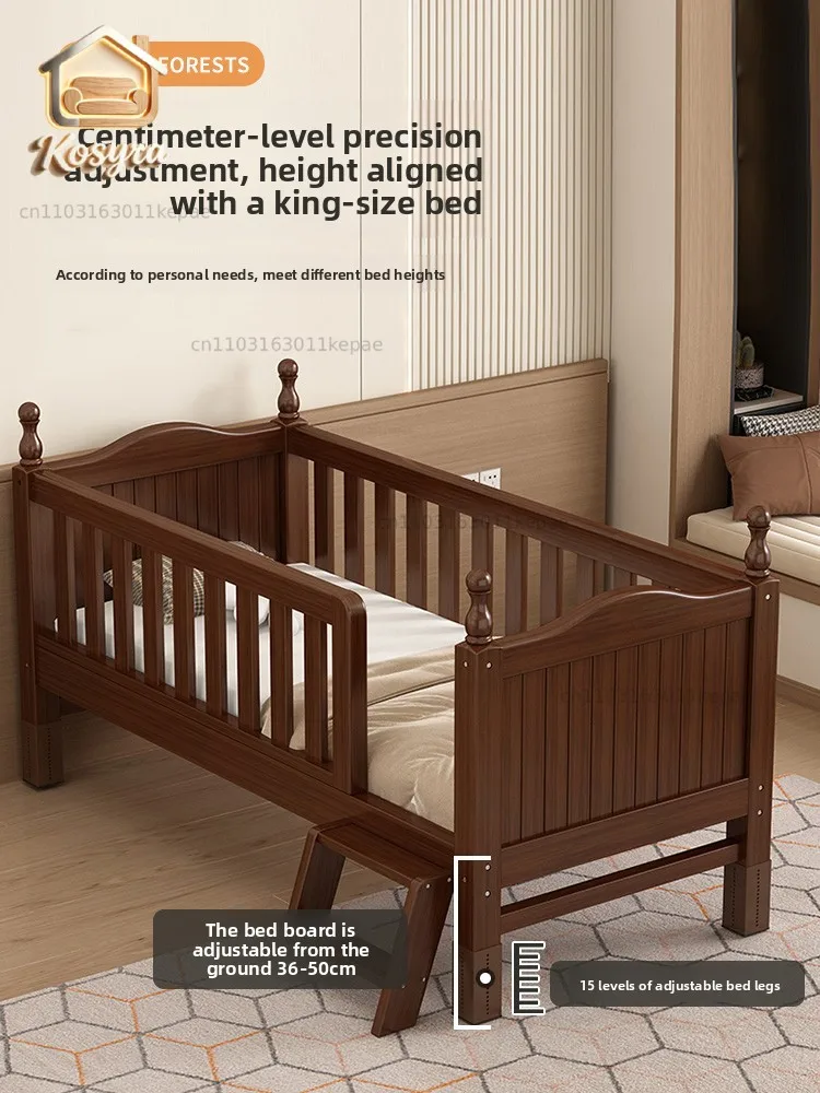 

Customized beech bedside widened splicing bed guardrail bed legs heightened baby baby children's bed small splicing