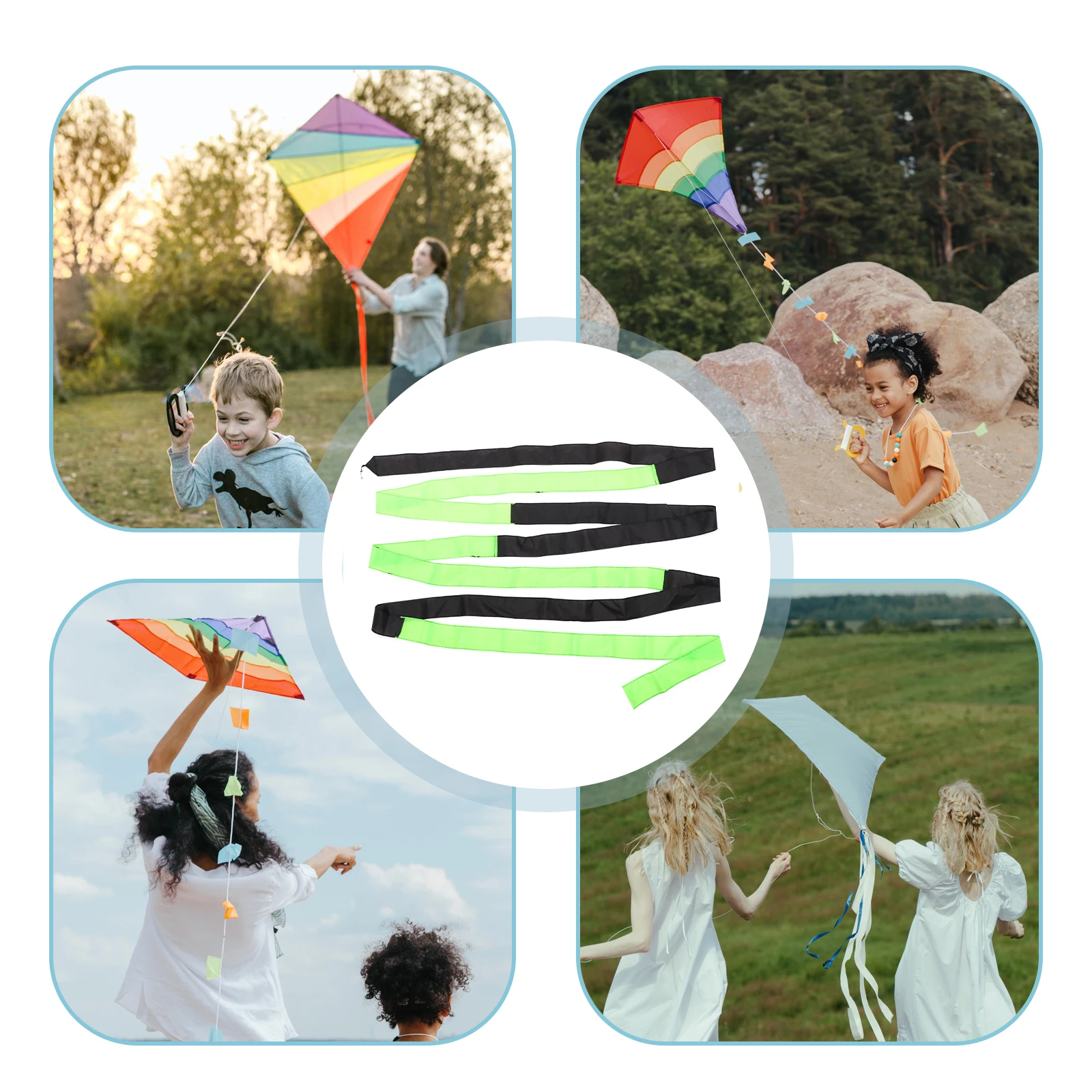 

10M Rainbow Kite Tail Colorful Streamer Floating For Outdoor Kite Flying Accessories Durable Trick Enhancement